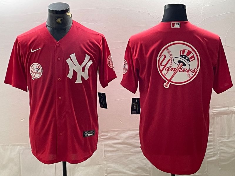 Men New York Yankees Blank Red joint name Nike 2024 MLB Jersey style 15->new york yankees->MLB Jersey